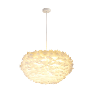 Feather Ceiling Lamps Pendant Bedroom Decoration Showroom Fashion Simple Feather Ball Lighting Romantic Dreamlike Drop Light
