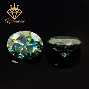 (Size 10x12 mm) Kim cương nhân tạo Moissanite giác cắt Oval màu xanh lá
