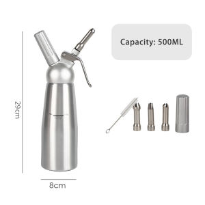 Vision Professional Whipped-Cream Dispenser Whip-Cream Canister Homemade Cream Maker Highly Durable Aluminum Whipper - 3 Various Stainless Culinary Decorating Nozzles and 1 Brush