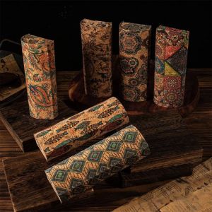 WAYCAI Hard Shell Glasses Case Lightweight Anti-pressure Spectacle Case Vintage Exotic Pattern Glasses Box Women