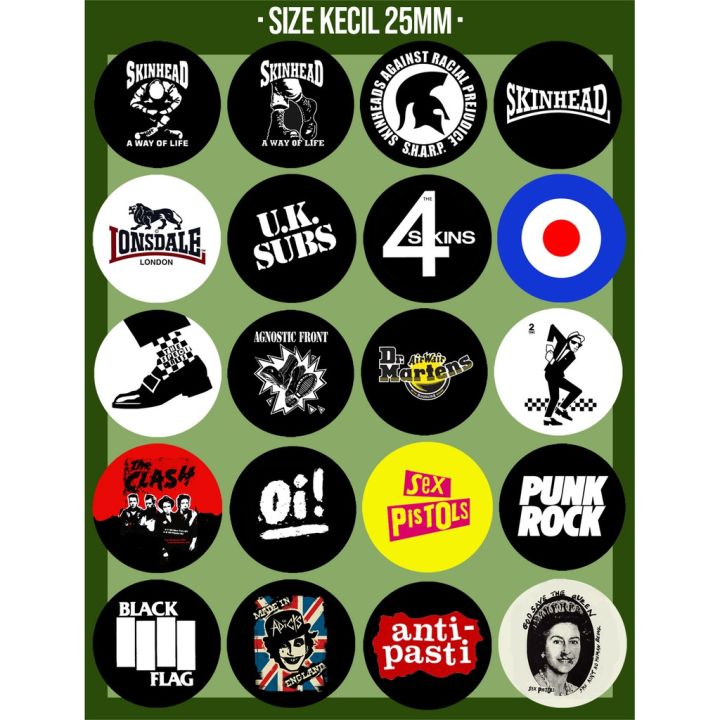 25mm) on Badge Skinhead Ska Oi Punk l Small Size l Kici l Part 1