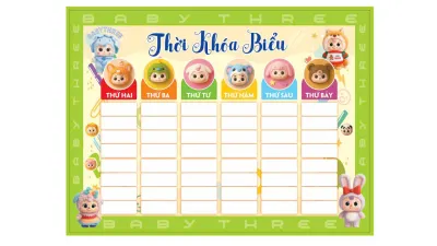 Sét 3 Tấm Thời Khoá Biểu Có Keo Dán