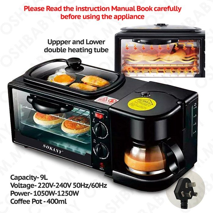 3 in 1 Breakfast Maker Breakfast Machine Coffee Maker Electric Oven Toaster Grill Pan Bread Toaster NO TAKIP Lazada Lazada PH