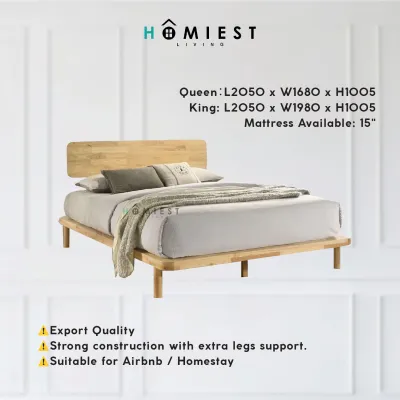 [HOMIEST] Muji Style Full Solid Rubber Wood Bed Frame in Queen/King Size