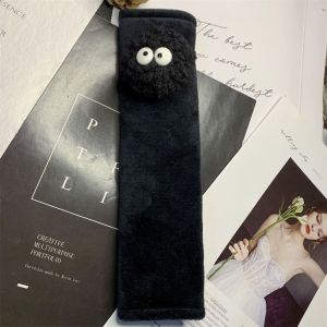 TEWUB Comfortable Car Seat Belt Cover Little Coal Ball Black White Seat Belt Shoulder Pad Universal Plush Seat Belt Protector Car Interior Accessories