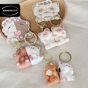 Korean Cute Cartoon Bear Magnetic Keychain Holiday Girl Friend Cute Backpack Pendant Best Gift Kawaii Couple