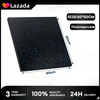 【Local Ready stock】Shock Absorbing Mat Rubber Gym Fitness Floor Pad Waterproof Rubber Mat Dumbbell Barbell Splicing Floor Tiles Rubber tile gym workout bounce rubber mating