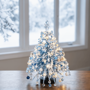 YONIT Crystal Bead DIY Beaded Christmas Tree Kit with Light Up Handmade Mini Bead Weaving Set Creative Colorful Tabletop Xmas Tree Christmas