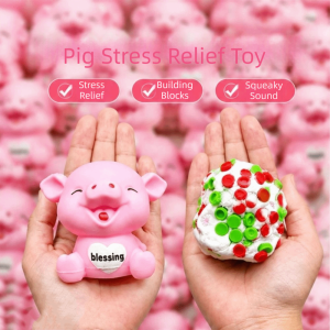 BLESSFUL Handmade Baozi Squeeze Toy Finger Relax Filled Soft Crunchy Fidget Toy Boys Girls Cute Piggy Building Block Squishy Adult Kids