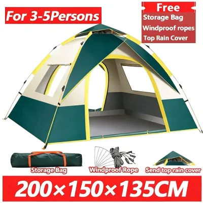 GLAMPTURE Waterproof Large Camping Tent for 10-15 People Two Bedrooms One Living Room High Quality Family Tent with Sunshade Yard