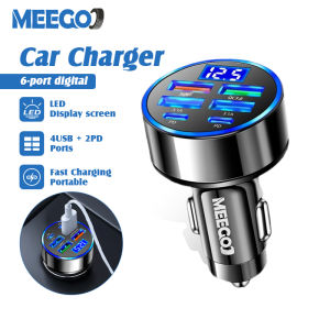 6 Ports Car Charger 250W Adjustable Fast Charging Adapter USB Type C Quick Charging Plug Car Mobile Phone Charger 車載充電器