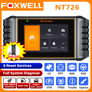 FOXWELL NT726 OBD2 Scanner Full System Scan OIL/EPB/TPMS/ABS/SAS Reset Automotive Auto ODB 2/JOBD/EOBD Check Engine Clean Fault Codes Reader Diagnostic Scan Tool For All Universal Cars