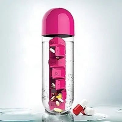 ERICELLY Pill and Vitamin Organizer With Water Bottle