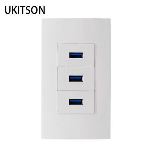 3 Ports Female USB3.0 Wall Panel Pass Through Triple USB Face Outlet Cover White Color In USA Standard Faceplate Socket