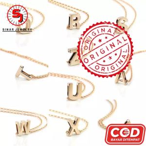 Kalung Titanium Huruf Alfabet A - Z Gold Termurah Anti Karat