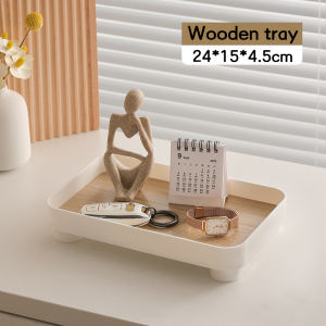 Square Wooden Desktop Storage Tray Perfume Aromatherapy Dressing Table Cosmetics Storage Box Entrance Sundry Key Storage Tray