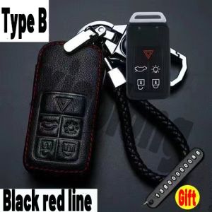 high quality leather for Volvo key cover Remote key case with key holder fod Car Logo keychain Creative Alloy Metal 850 C30 S60 S80 XC90 XC60 240 S70 S90 V40 V70