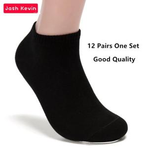 12 Pairs Men And Children Solid Color Black Cotton Trend Wild Business Simple College Wind Socks