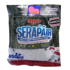 Bagus SerapAir Refill Charcoal 450mL Kemasan Isi Ulang Penyerap Lembab Dehumidifier Serap Air Pelembab Udara Ruangan Lemari Toilet Refil Bamboo Anti Apek