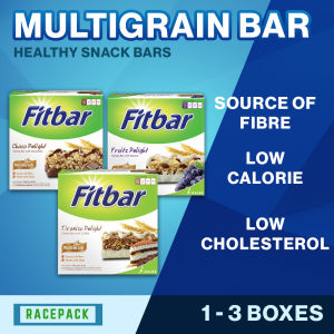FITBAR Healthy Snack Halal Low Calorie Multigrain Cereal bar Source of Fibre Cholesterol Free Low Sugar Healthy Snack 1 or 3 Boxes Select Type Kalbe