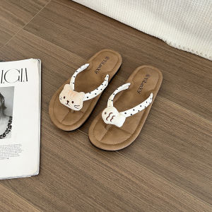 [Free Shipping] 2025 Summer New Cartoon Cute Flip-Flops for Women Versatile Soft Sole Beach Flat Casual Shoes