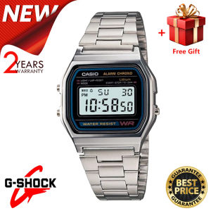 [2YEARS WARRANTY] Jam Tangan Lelaki Casio Men Sports Watches Digital Waterproof Watch Count Down Stainless Steel Fashion Wristwatches Male Clock A158WA-1D