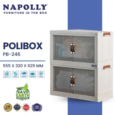 NAPOLLY Lemari Susun 2 Polibox 246 - Lemari Plastik 3 Susun Serbaguna - MN