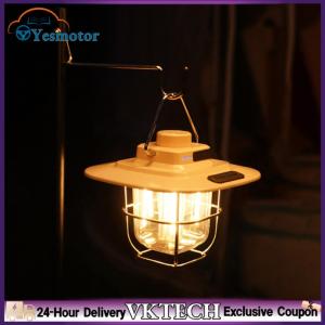 【Local Shipment】 LED Decorative Hanging Lights Type-c Charging Retro Camping Tent Lights Battery Indicator with Hook Dimmable for Outdoor Travel
