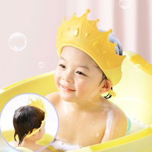 Adjustable Baby Shower Shampoo Cap Crown Shape Wash Hair Shield Bath Hat Waterproof Prevent Water Into Ear for Baby Ear Protection Safe Children Shower Head Cover