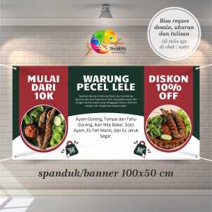 Cetak Spanduk Banner Merah Dan Hijau Modern Warung Pecel Lele