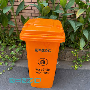 Thùng rác nhựa KENZIO 120 lít - MÀU VÀNG CAM XANH
