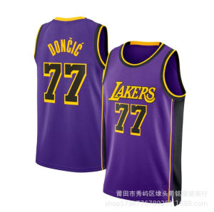 ใหม่เลเกอร์ส   เสื้อเจอร์ซีย์   77 จำนวน   ดอนซิช  Doncic  ชุดบาสเก็ตบอลสีเหลืองรุ่น City Edition ที่กดด้วยความร้อน