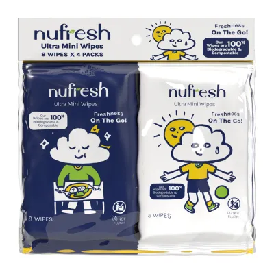 Nufresh Ultra Mini Wipes - (4 x 8Pcs) (FSC MIX)