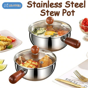 MLADEN Stainless Steel Noodle Pot Cooking 14CM Milk Pan with Handle Baby Food Pot Multi-Purpose奶锅