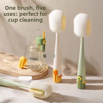 Long Handle Cup Brush No Dead Corner Insulated Cup Lid Sponge Cleaning Brush for Milk Bottle Special Cleaning Kitchen Use Brush