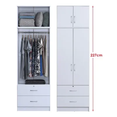 Charlton 2-Door Wardrobe (Walnut / White)