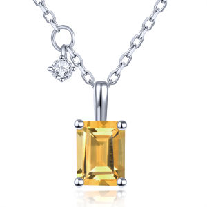 Lohaspie Jewelry Genuine 1.8 Carats Solid Sterling Silver 925 Pendant Natural Garnet Citrine Topaz Pendant Citrine Stone Original Pendant Women Fashion Pendant Silver 925 Jewelry