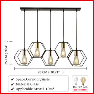 Chandelier Industrial Iron Frame 5-head Geometric Steel Cage Pendant Light for Restaurant Office Bar Cafe Drop Light