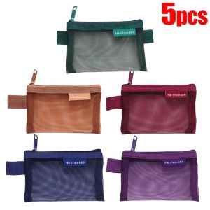 Portable Nylon Mesh Bag Zipper Pouch Coin Earphone Credit Card Holder Makeup Cosmetics Storage Bag Lipsticks Organizer