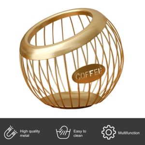 Large Capacity Espresso Capsule Holder Coffee Capsule Storage Basket Rack Metal for Keurig Nespresso Vertuo Tea Bag K-cup Organizer Storage Basket Countertop Display