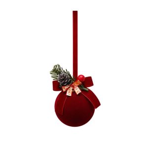 GONOVO STUDIO Flocked Christmas Bell Ornament Handcrafted Nordic Style Velvet Christmas Ball Gift Wrapping Delicate Christmas Hanging Ornaments Christmas Tree Decorations