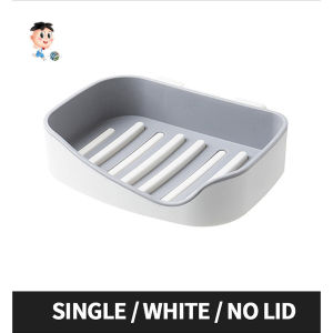 Hard Plastic Soap Dish Wall Mounted Non Drilling Rack Double-layer Sponge Support Bathroom Storage Accessories Home Travel Supplies