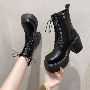 PINKEY P327 Sepatu Boots Wanita Sepatu Fashion Style Black Beige