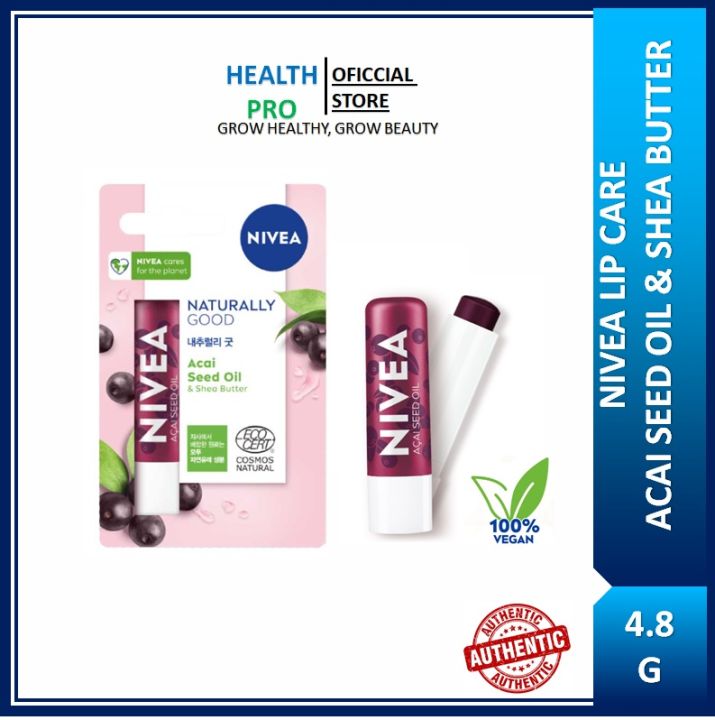 EXPIRY 09/2023 Nivea Naturally Good Acai Seed Oil Caring Lip Balm (4