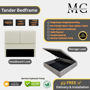 Mattress Concept Tander Storage Bedframe Pet Friendly Fabric/FauxLeather/Fabric All Size Available