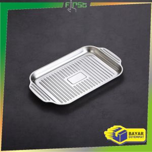 FH-C1213 Panci Stainless Steel Panggangan Ikan Persegi / Piring Panggang Wadah Makanan Serbaguna
