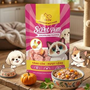 S2 Pet Pate Cho Chó Mèo Vị Gà Bí Đỏ 85g Combo 12 Gói Tăng Cân Mượt Lông
