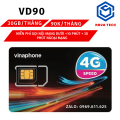 Sim nghe gọi Vinaphone gói VD90 ưu đãi 1GB/ Ngày (30GB/tháng)+ miễn phí gọi nội , ngoại mạng - Phí chỉ 90k/ tháng, Lỗi 1 đổi 1 . FREESHIP - CHƯA KÍCH HOẠT.. 