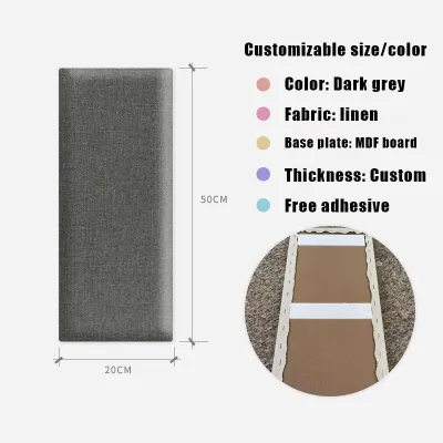 20x50cm childrens anti-collision strip self-adhesive linen headboard waterproof anti-collision soft bag DIY home decoration 3D childrens room safety protection self-adhesive wall sticker tatami