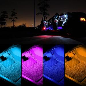 4PCS RGB 9/12/18LED Strips Car Interior Atmosphere Decorative Foot Lamp Door Side Remote Control APP Sound Sensor USB